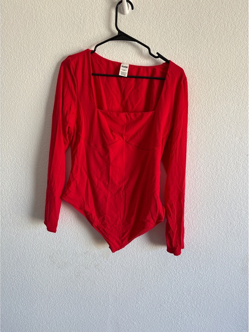 PINK Victoria's Secret Red Long Sleeve Bodysuit XXL